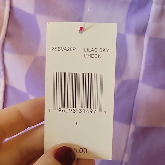 New Juicy Coutour Velour Pants. Purple Checker - Picture 2 of 4